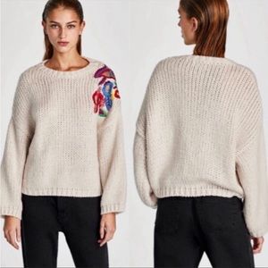 Chunky Knit with Floral Embroidery